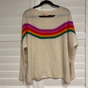 Absolut Cashmere Rainbow Detail Sweater Cream Rainbow Size Medium